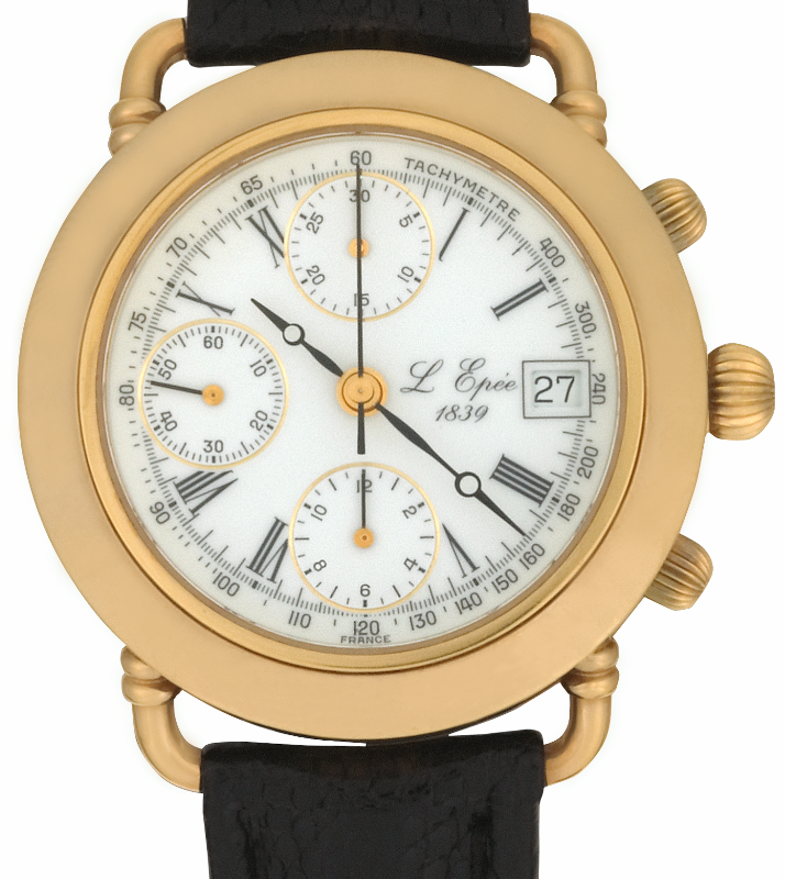 Screenshot 2025-10-08 at 10.39.27 L'EPÉE Gents´ Gold Plated Automatic Chronograph with White Lacquered Dial (L327PO)