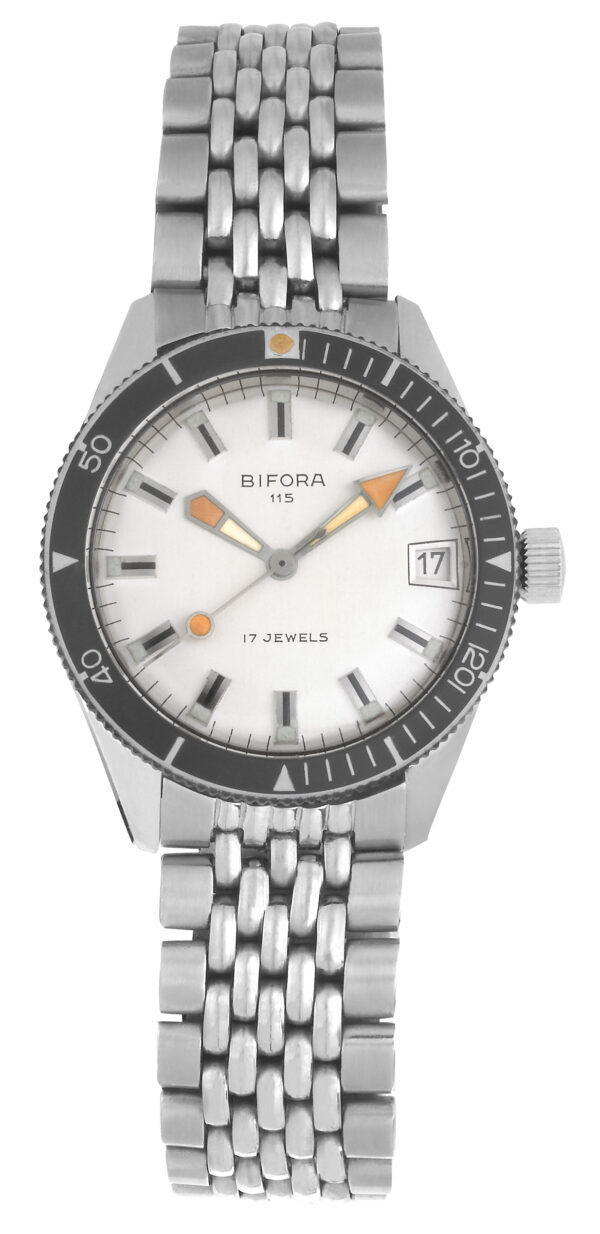 BIFORA "SKIN DIVER" White Dial on Stainless Steel Bracelet