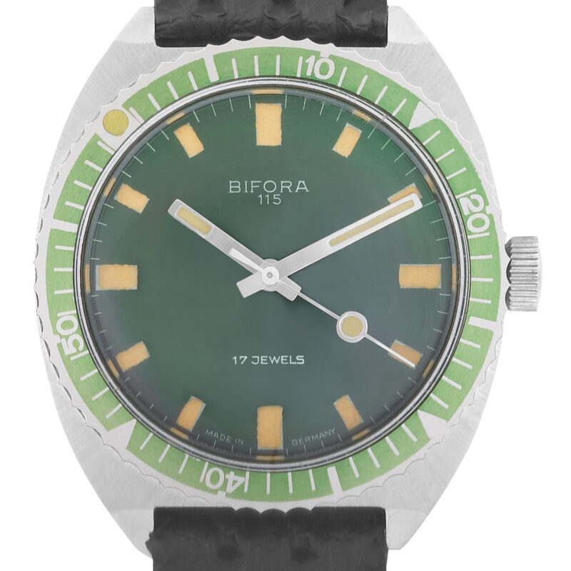 1126 BIFORA Gents´Stainless Steel Divers´ Watch with Green Dial & Bezel