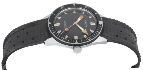 BIFORA "SKIN DIVER" Black Dial on Original "Tropic" Rubber Bracelet