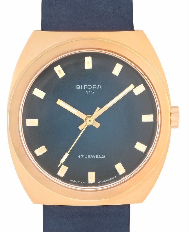BIFORA "115" Gold Plated Gents´Wrist Watch with Graduated Blue Dial