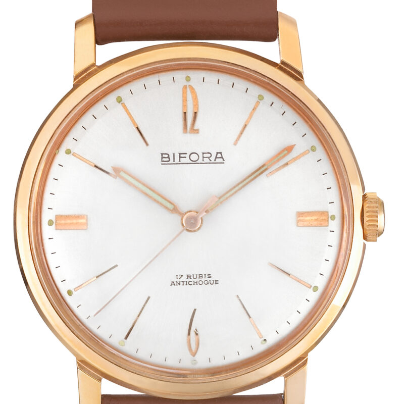 BIFORA Gold Plated Gents´wristwatch with Art Deco Numerals