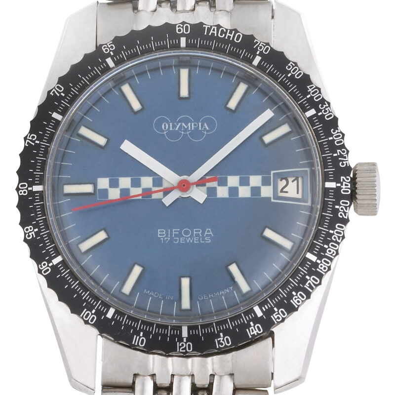 blue BIFORA "Olympia" Gents´Stainless Steel Wrist Watch (Blue Dial)