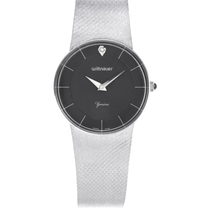 Screenshot 2025-07-23 at 18.32.04 WITTNAUER "Genève" Stainless Steel Wristwatch with Black Dial and a Diamond (W9667WBID)