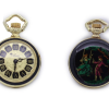 AIRIN Gold Plated Pocket Watch with Gilt Engraved Dial and Enamel Case Back (A-148330)