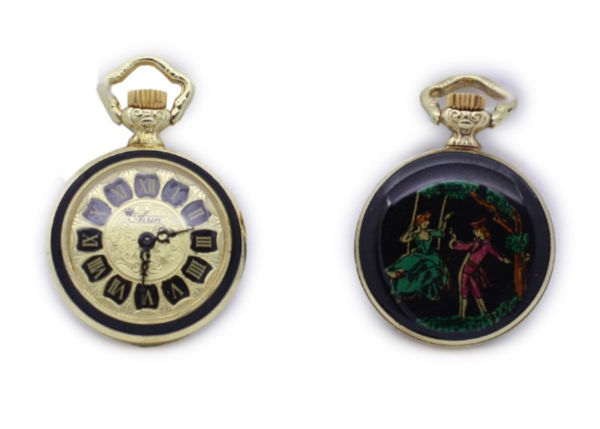 Screenshot 2025-07-24 at 10.54.03 AIRIN Gold Plated Pocket Watch with Gilt Engraved Dial and Enamel Case Back (A-148330)