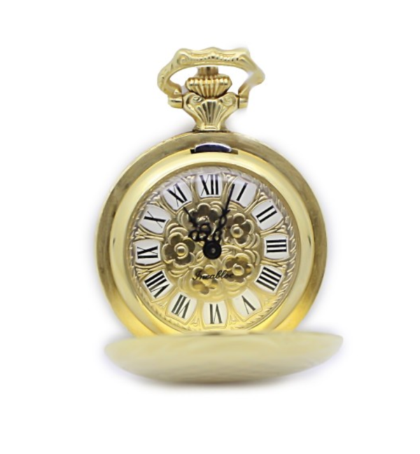 AIRIN Gold Plated Pocket Watch with Gilt Engraved Dial and Case Back (A-148342)