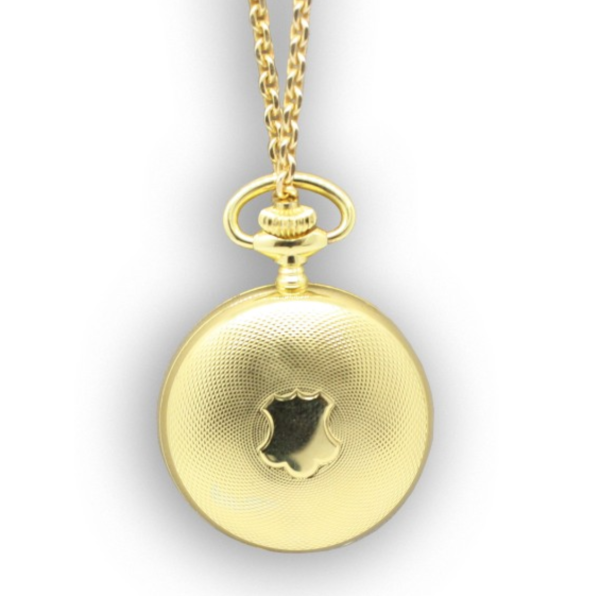 AIRIN Gold Plated Pocket Watch with Gilt Engraved Dial and Case Back (A-148446)