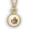 AIRIN Gold Plated Pocket Watch with White Dial and Enamel Case Back (A-148577)
