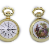 AIRIN Gold Plated Pocket Watch with White Dial and Enamel Case Back (A-148577)