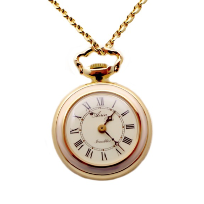Screenshot 2025-07-24 at 11.26.16 AIRIN Gold Plated Pocket Watch with Gilt Dial and Mother of Pearl on Case Back (A-148679)