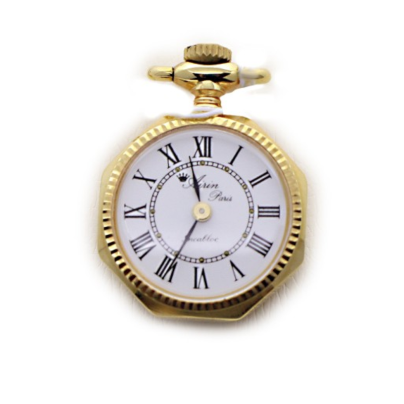 Screenshot 2025-07-24 at 11.33.32 AIRIN Gold Plated Polygonal Pocket Watch with Fluted Bezel, White Dial and Engraved Case Back (A-148768)