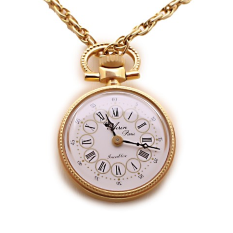Screenshot 2025-07-24 at 11.35.57 AIRIN Gold Plated Pocket Watch with White Dial and Enamel Case Back (A-148800)