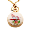 AIRIN Gold Plated Pocket Watch with White Dial and Enamel Case Back (A-148800)