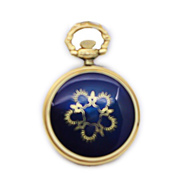 AIRIN Gold Plated Pocket Watch with White Dial, Arabic Numerals and Enamel Case Back (A-631640)