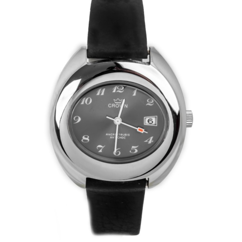 Screenshot 2025-07-24 at 11.57.17 CROWN Oval Shaped Plated Wristwatch with Dark Grey Dial (C630/3)
