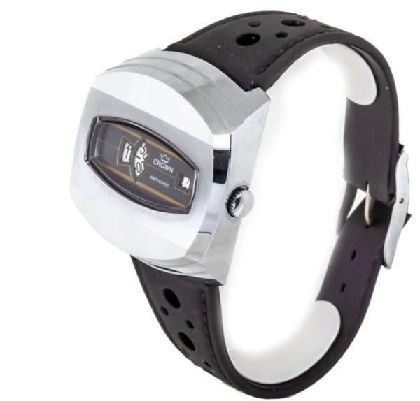 CROWN Oval Shaped Plated Wristwatch with Grey Dial and Rotating Discs Time Display (C632/2)