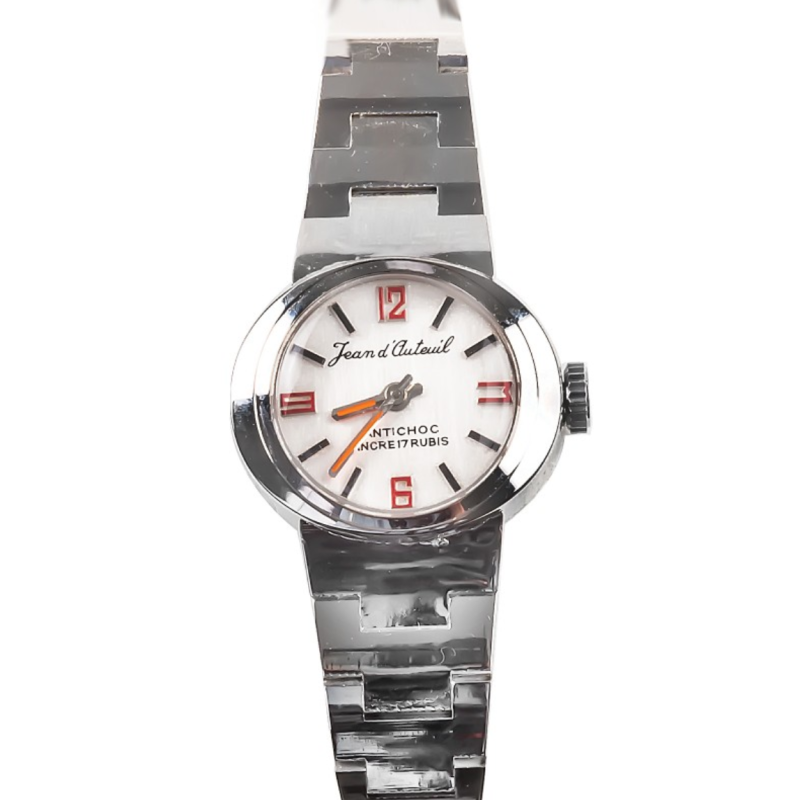 Screenshot 2025-07-24 at 15.04.10 JEAN D'AUTEUIL Integrated Bracelet Ladies´ Wristwatch with Silvered Dial and Red Applied Arabic Numerals (JDA-50C/1B)