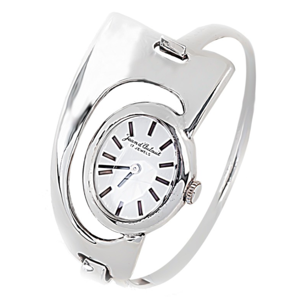 Screenshot 2025-07-24 at 15.22.58 JEAN D'AUTEUIL Futuristic Ladies´ Wristwatch "Dalí II" with Silvered Dial and Arabic Numerals (JDA-60/1A)