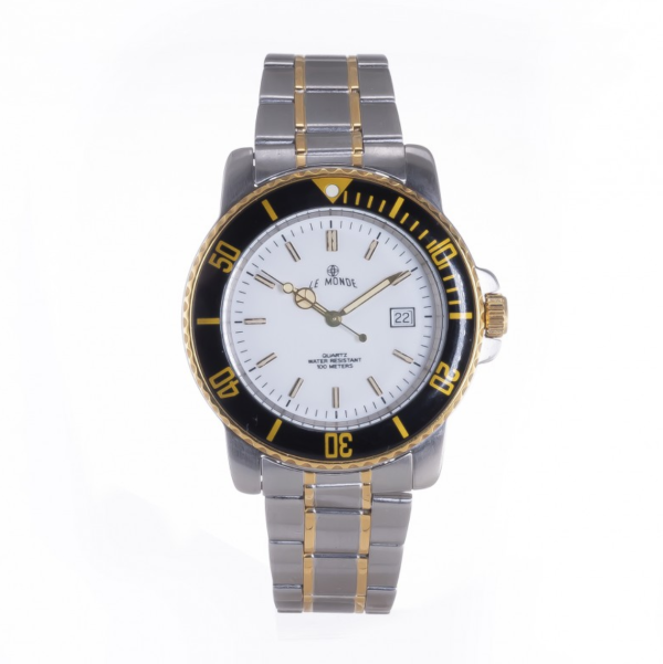 LE MONDE Bicolor Divers´ Watch with White Dial and Black Bezel (3189BIC/21)
