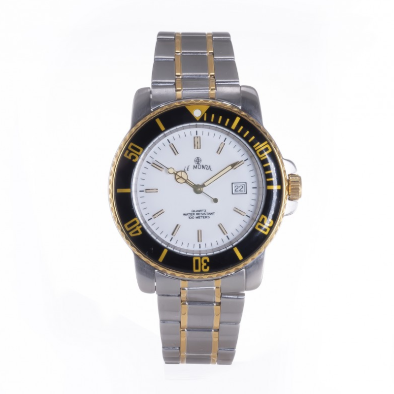 Screenshot 2025-07-24 at 18.51.36 LE MONDE Bicolor Divers´ Watch with White Dial and Black Bezel (3189BIC/21)