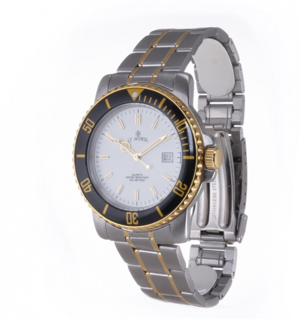 LE MONDE Bicolor Divers´ Watch with White Dial and Black Bezel (3189BIC/21)