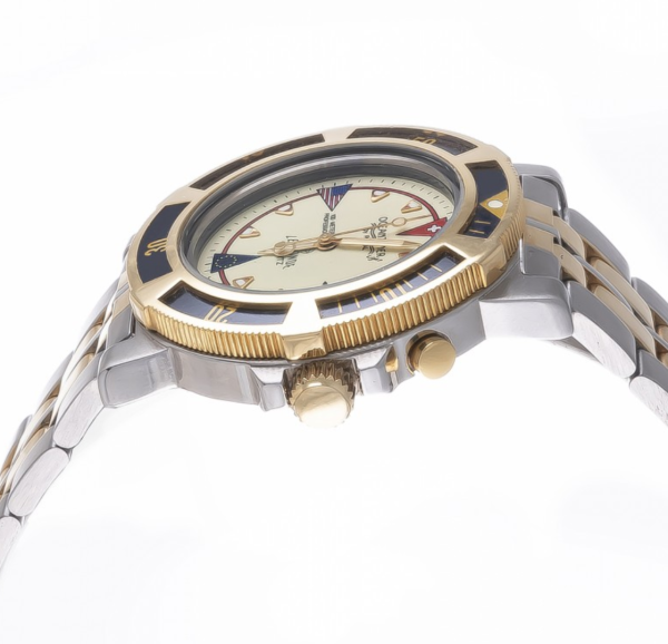 Screenshot 2025-07-24 at 19.42.12 LE MONDE Bicolor Divers´ Watch with Gilt Dial featuring national flags and a Bicolor Bezel (3195BIC)