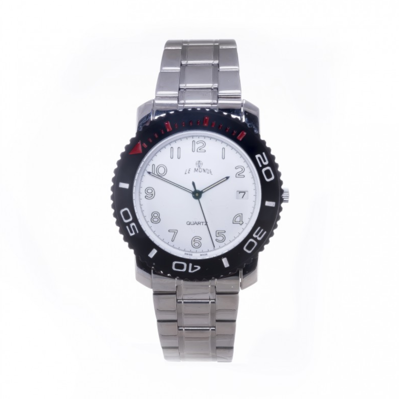 Screenshot 2025-07-24 at 20.25.30 LE MONDE Divers´ Watch with White Dial and Black Bezel with red & white markings (3199ACC/21)