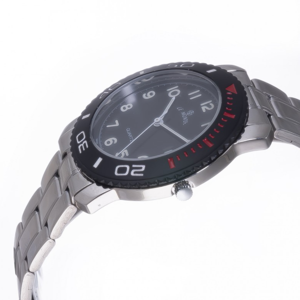 LE MONDE Divers´ Watch with Black Dial and Black Bezel with red & white markings (3199ACC/22)