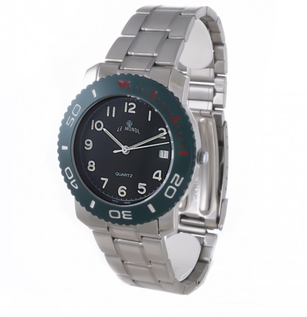Screenshot 2025-07-24 at 23.19.35 LE MONDE Divers´ Watch with Black Dial and Grey Bezel with red & white markings (3199ACC/42)