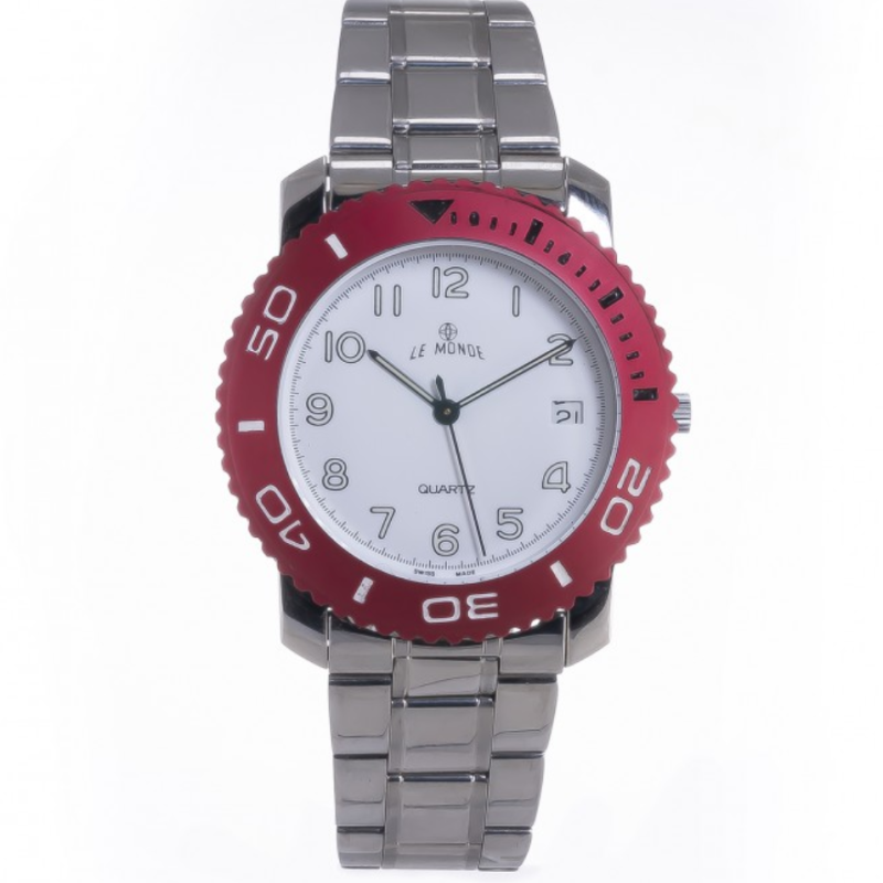 Screenshot 2025-07-24 at 23.21.45 LE MONDE Divers´ Watch with White Dial and Burgundy Bezel with black & white markings (3199ACC/51)