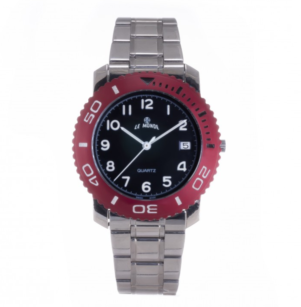 Screenshot 2025-07-24 at 23.23.55 LE MONDE Divers´ Watch with Black Dial and Burgundy Bezel with black & white markings (3199ACC/52)