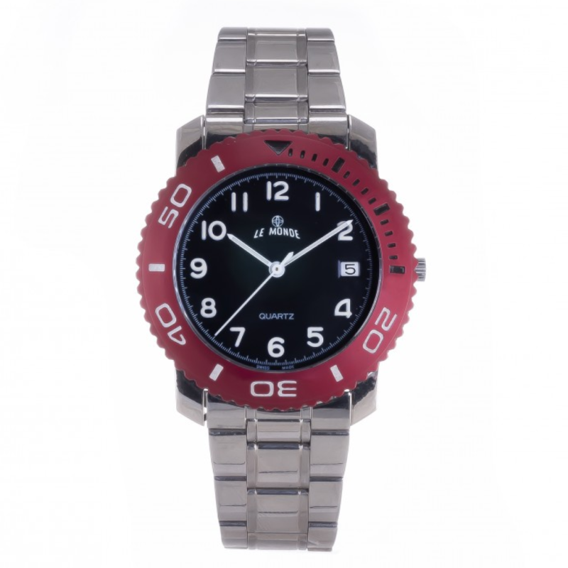 Screenshot 2025-07-24 at 23.23.55 LE MONDE Divers´ Watch with Black Dial and Burgundy Bezel with black & white markings (3199ACC/52)