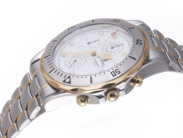 LE MONDE Bicolor Divers´ Chronograph with White Dial and Steel Bezel (5281BIC/61)