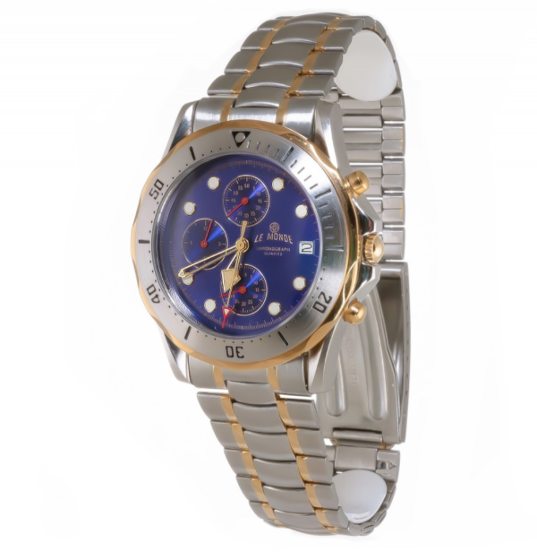 LE MONDE Bicolor Divers´ Chronograph with Blue Dial and Steel Bezel (5281BIC/63)