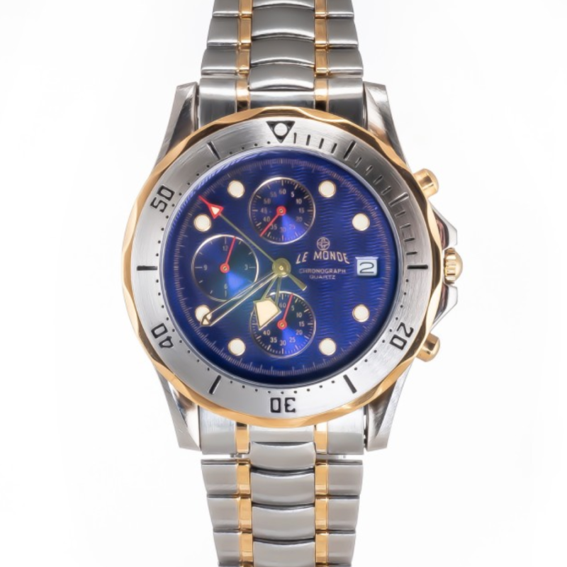Screenshot 2025-07-24 at 23.47.33 LE MONDE Bicolor Divers´ Chronograph with Blue Dial and Steel Bezel (5281BIC/63)