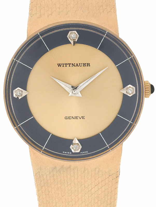 WITTNAUER "Genève" Ladies´Gold Plated Wristwatch with Gold & Black Dial and four Diamonds (W9668YB4D15)