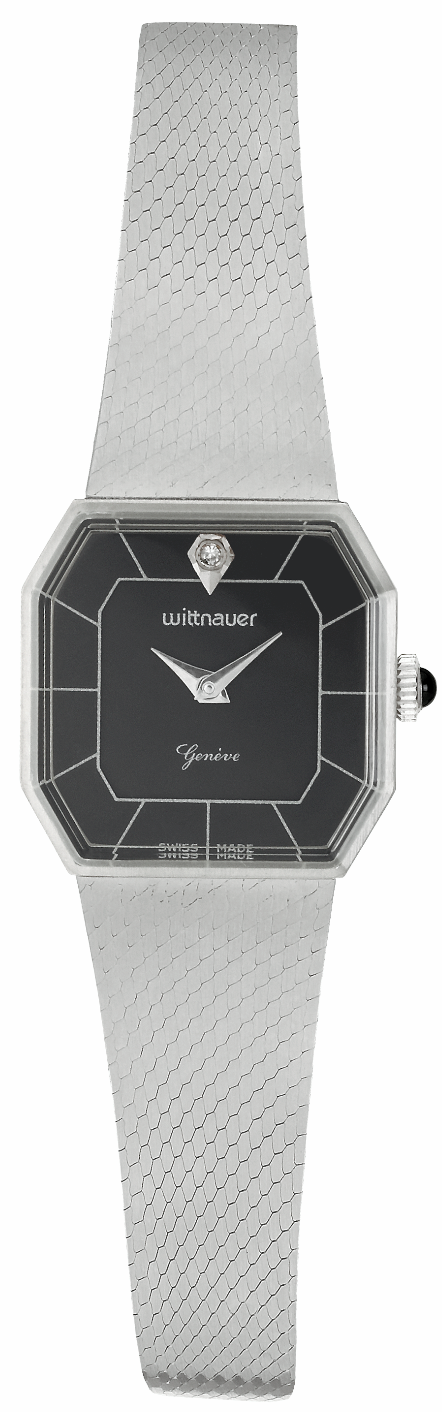 WITTNAUER "Genève" Ladies´Plated Wristwatch with Black Dial and a Diamond (W9671WB1D)