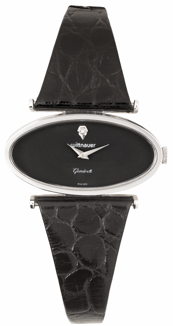 WITTNAUER Plated Mens´Wristwatch with a Diamond on a Black Dial (W141WS1D)