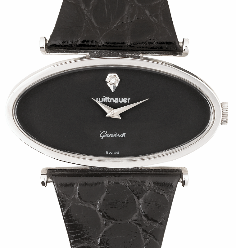 WITTNAUER Plated Mens´Wristwatch with a Diamond on a Black Dial (W141WS1D)