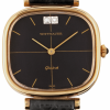 WITTNAUER "Genève" Gold Plated Ladies´Wristwatch with Black "Cross Hair" Dial and two Diamonds (W9689YS2D)