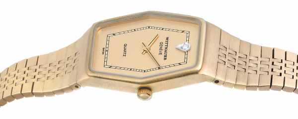 Screenshot 2025-10-07 at 15.41.54 WITTNAUER "Genève" Ladies´ Polygonal Gold Plated Wristwatch with Gilt Jeweled Dial and Chemin de Fer Minuterie