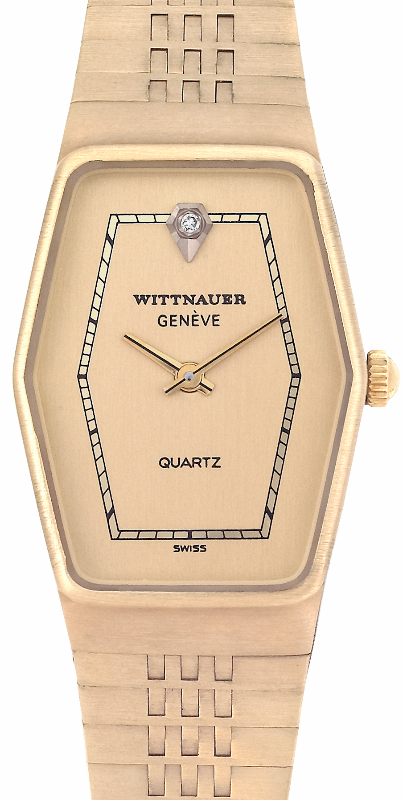 Screenshot 2025-10-07 at 15.42.23 WITTNAUER "Genève" Ladies´ Polygonal Gold Plated Wristwatch with Gilt Jeweled Dial and Chemin de Fer Minuterie