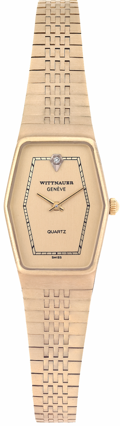 Screenshot 2025-10-07 at 15.42.23 WITTNAUER "Genève" Ladies´ Polygonal Gold Plated Wristwatch with Gilt Jeweled Dial and Chemin de Fer Minuterie