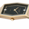 WITTNAUER "Genève" Polygonal Gold Plated Wristwatch with Black Dial and two Diamonds (W9801YBZD)