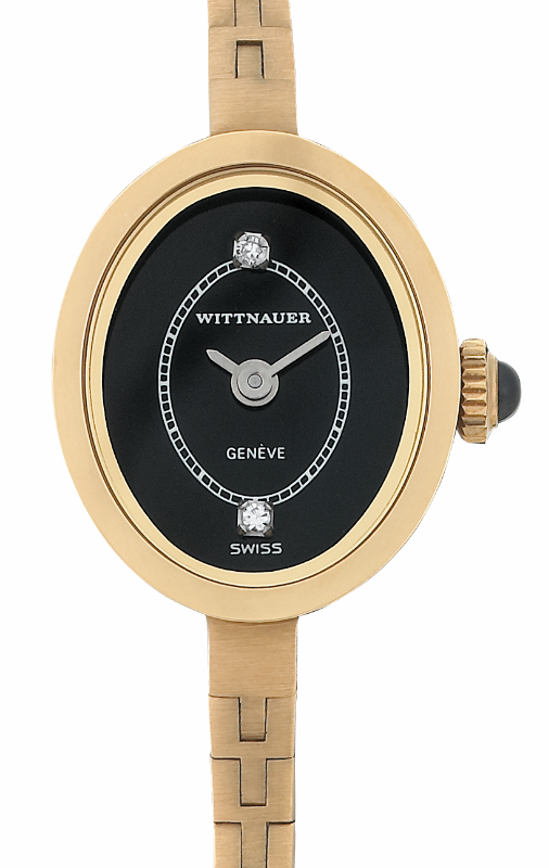 Screenshot 2025-10-07 at 15.43.40 WITTNAUER "Genève" Oval Gold Plated Ladies´ Wristlet with Black Dial and two Diamonds (W9818YBZD)