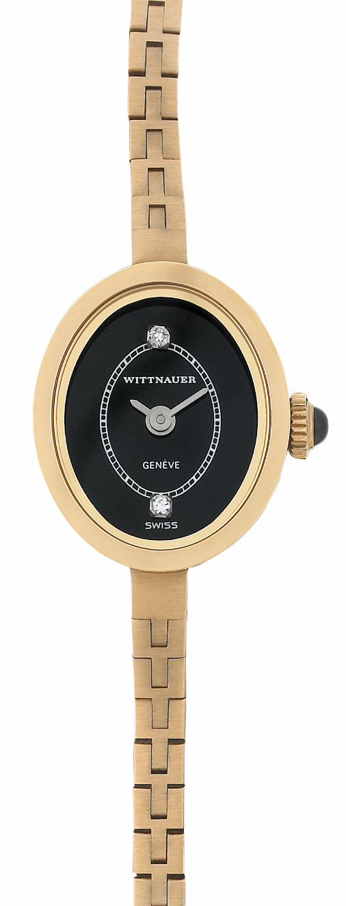 Screenshot 2025-10-07 at 15.43.40 WITTNAUER "Genève" Oval Gold Plated Ladies´ Wristlet with Black Dial and two Diamonds (W9818YBZD)