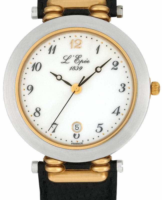 Screenshot 2025-10-08 at 09.18.55 L'EPÉE Gents´ Bicolor Wristwatch with White Dial and Arabic Numerals (L1235T28)