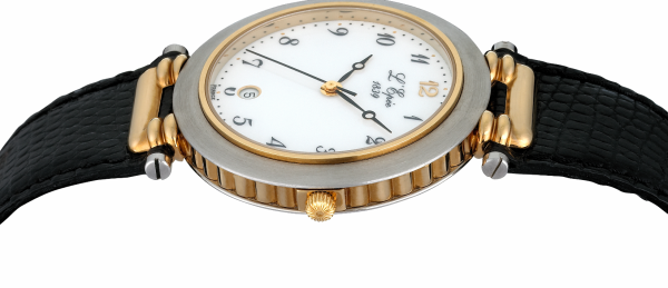 L'EPÉE Gents´ Bicolor Wristwatch with White Dial and Arabic Numerals (L1235T28)