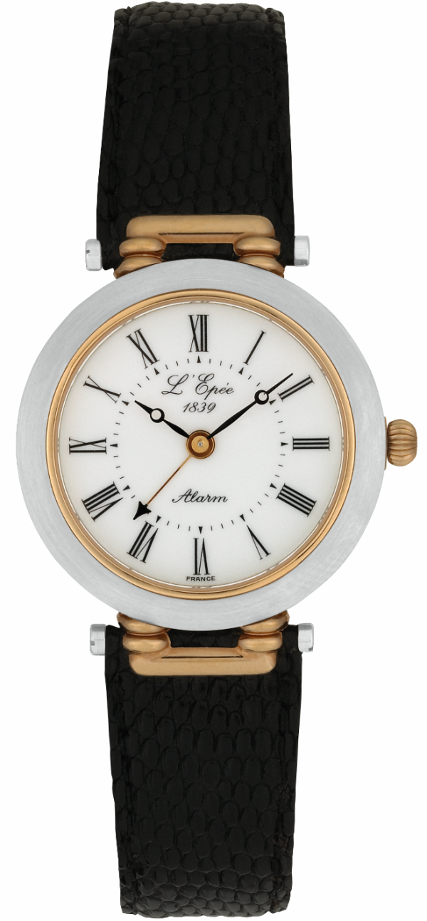 L'EPÉE Gents´ Bicolor Wristwatch with Alarm Function, White Dial and Roman Numerals (L12235TO1)